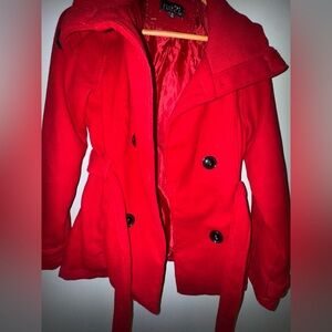 Women's Red Double-Breasted Coat
